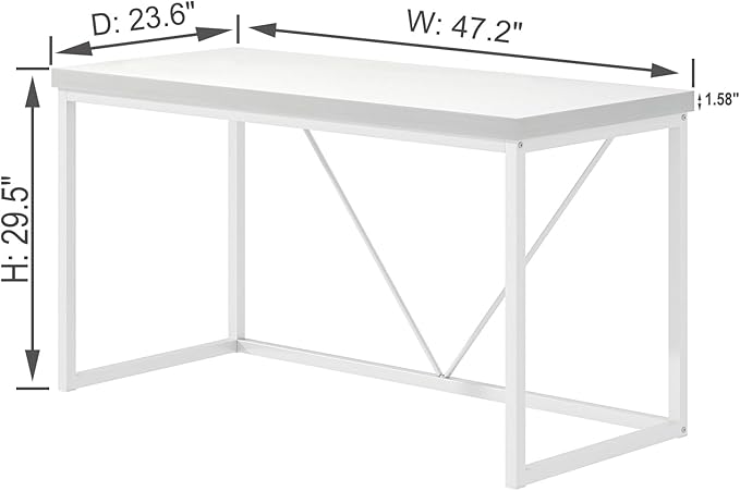 EXCEFUR White Computer Desk, Modern Home Office Desk, Small Wood Study Writing - Image 2