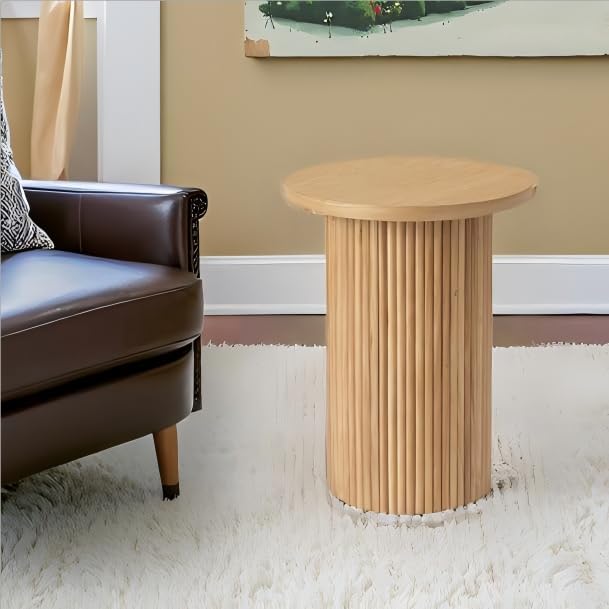 Round Side Table, Small Wood End Table Nightstand - Image 5
