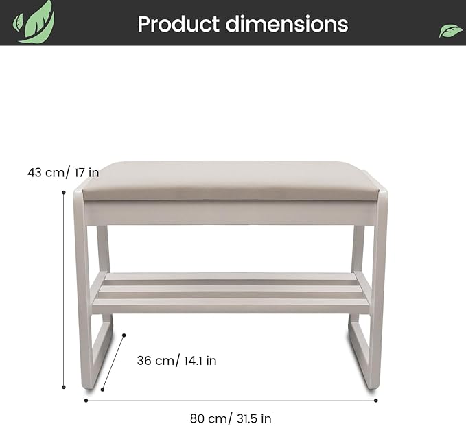 Solid Wood Shoe Rack, 2 Tier Shoe Storage Bench - Image 2