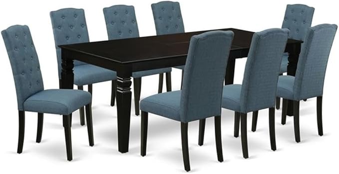 East West Furniture LGCE9-BLK-21 9 Piece Dining Table Set Includes a Rectangle by EastWestFurniture