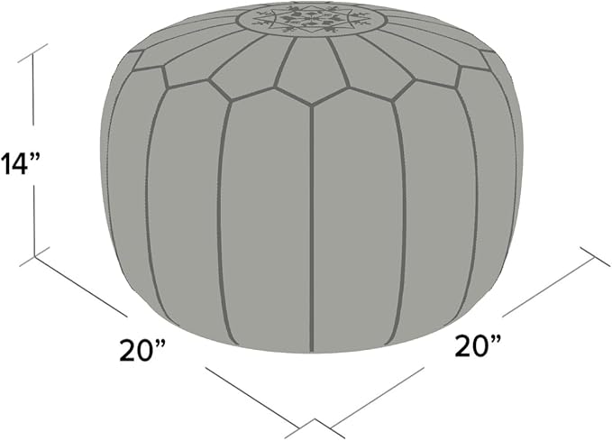 Stuffed Round Design Moroccan Leather Pouf Ottoman, Pre-Filled, 100% Genuine - Image 3