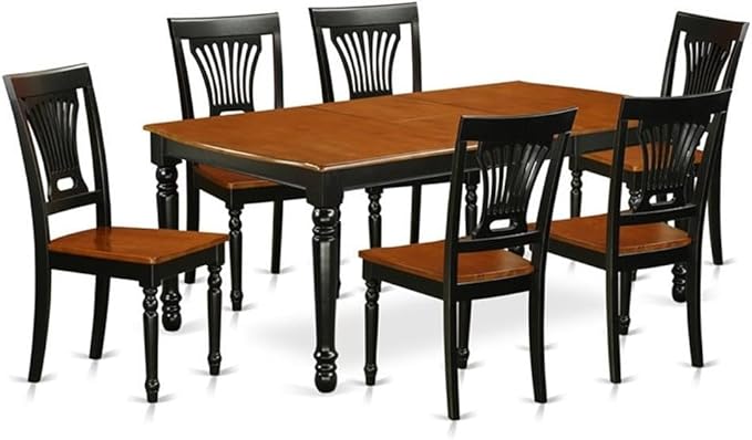East West Furniture DOPL7-BCH-W 7 Piece Dining Table Set Consist of a Rectangle by EastWestFurniture