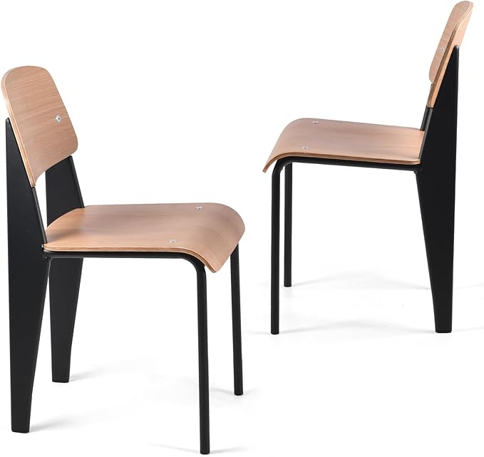 LOKKHAN Dining Chairs, Vintage Wood Metal Home Kitchen Breakfast Cafe Chairs by LOKKHAN