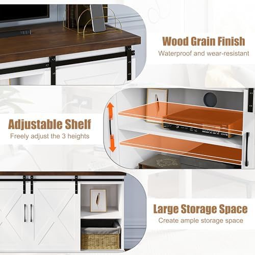 IDEALHOUSE Farmhouse Tv Stand for 65 inch TVs, Entertainment Center - Image 5
