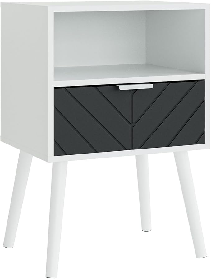 Nightstand, Bedside Table with Gold Frame, Modern Bedside Furniture, End Table - Image 9