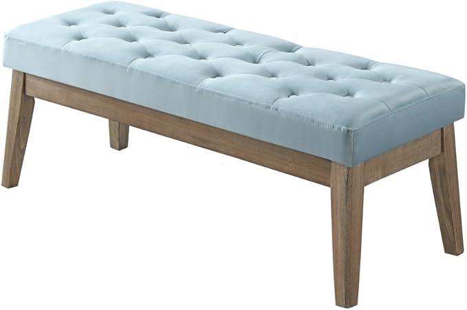 24KF Velvet Upholstered Buttons Tufted Entryway Bench - Image 3