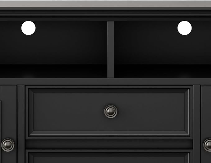 SIMPLIHOME Amherst 72-inch Wide Solid Wood TV Stand in Black, - Image 8