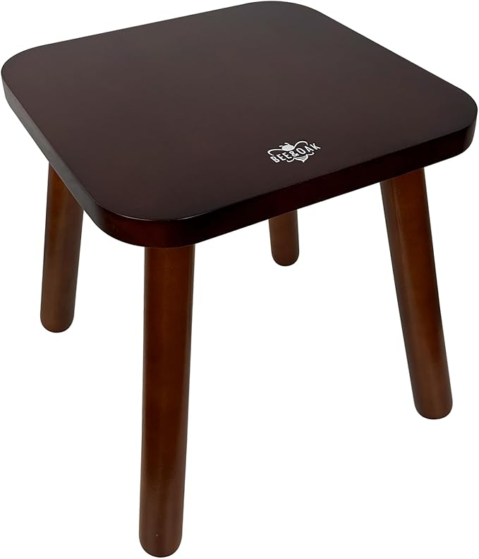 BEE&OAK Wooden Step Stools for Adults, Solid Rubber Wood Non-Slip Step Foot by Unknown