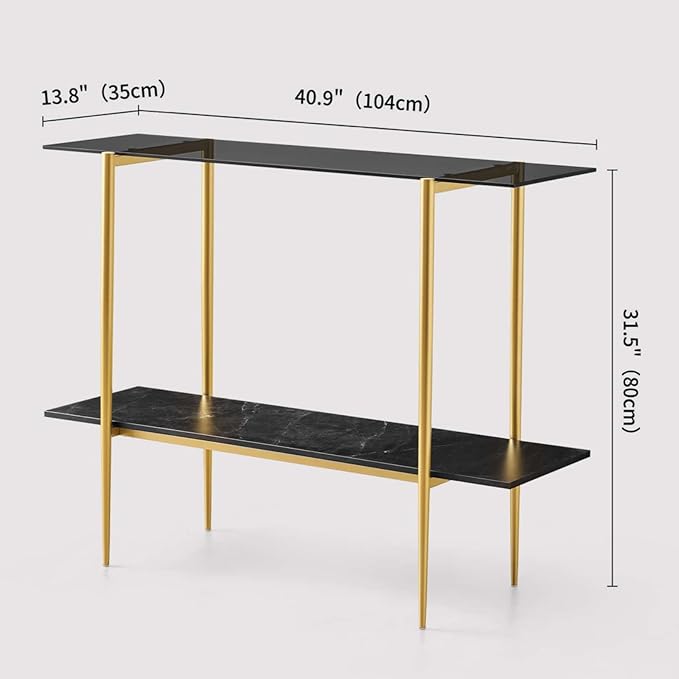 Glass Console Table for Living Room, Foyer & Entrance, 2-Tiers Mid-Century - Image 2