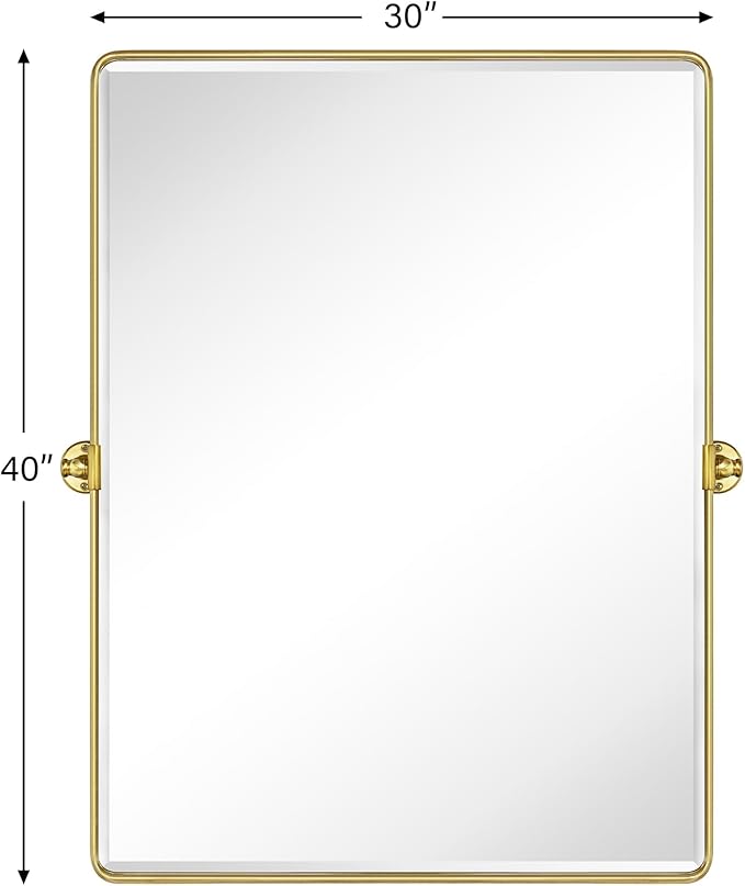 TEHOME 30x40'' Brushed Gold Pivoting Bathroom Vanity Mirror 40x30'' Brushed - Image 6