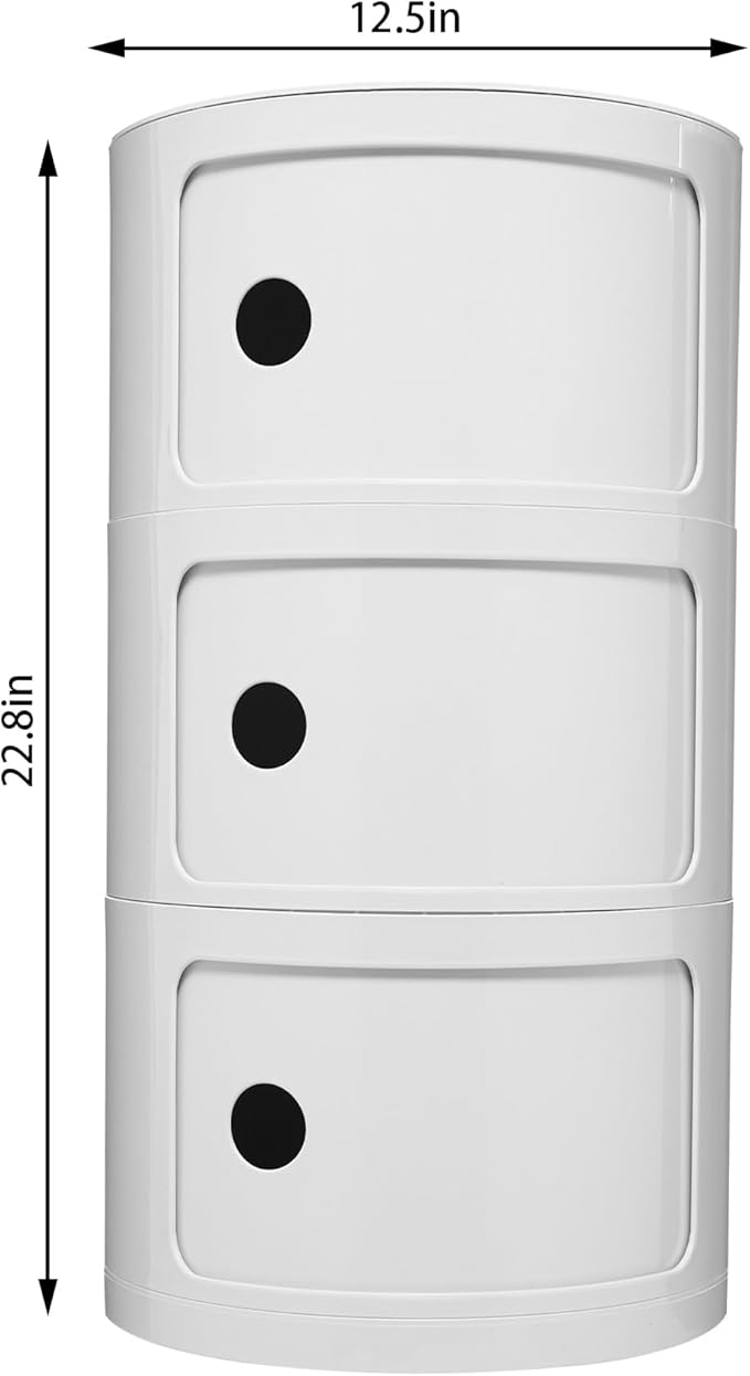 3 Tier Round with Storage, Modern Style Side Table - Image 2