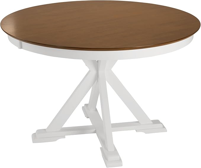 Bush Furniture Round Dining Table, 45 inch Trestle Design, Modern Transitional - Image 2