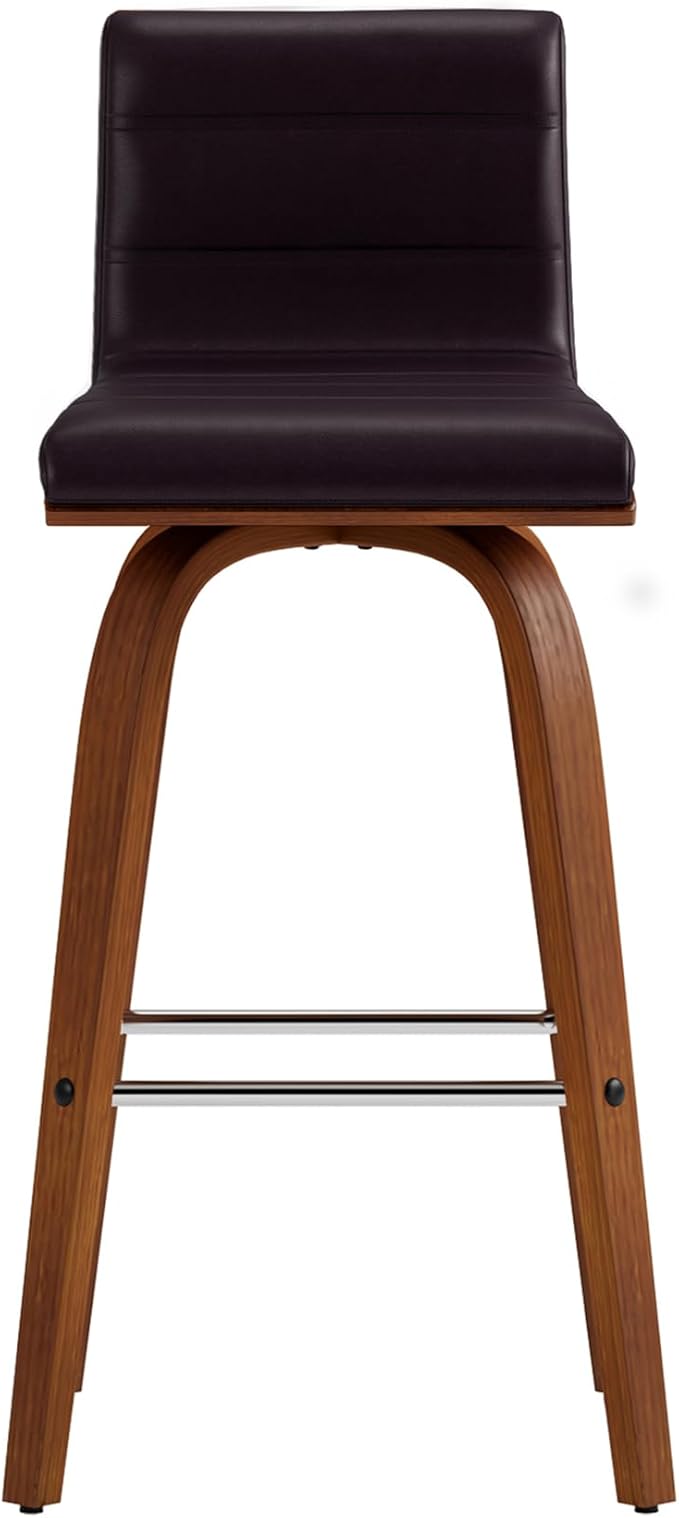 Armen Living Vienna 26" Swivel Counter Stool in Walnut Wood Finish - Image 6