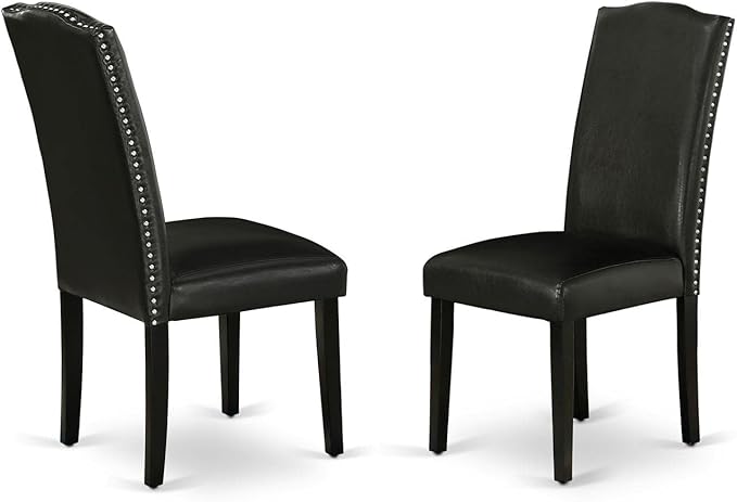 East West Furniture DLEN3-BLK-69 3 Piece Dining Room Furniture Set Contains a - Image 5