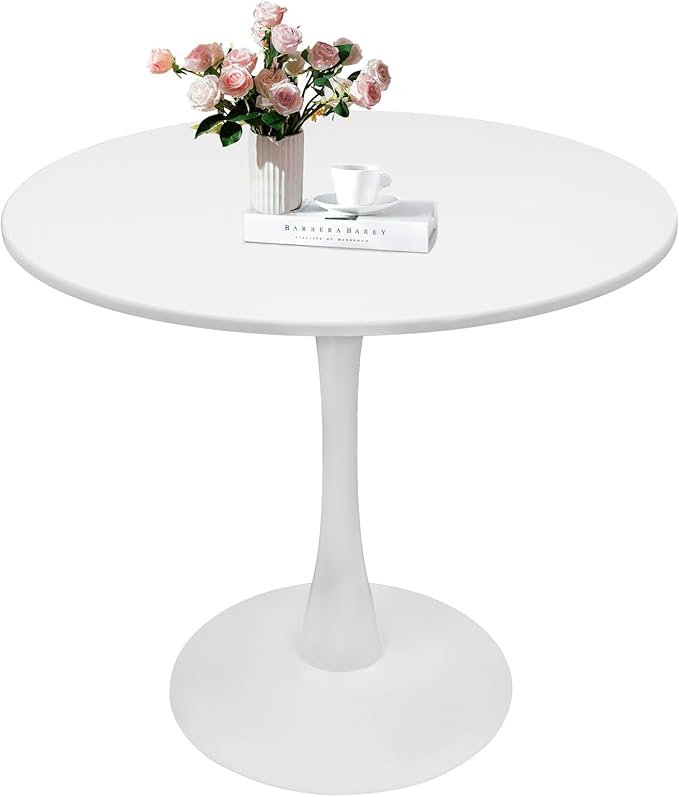 Round White Dining Table, 31.5" Tulip Table, Round Dining Table by Howhio