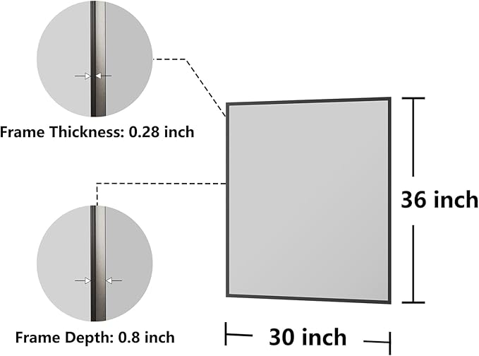 Koonmi Bathroom Mirror 30x36 Black Bathroom Wall-Mounted Mirrors, Modern Vanity - Image 7