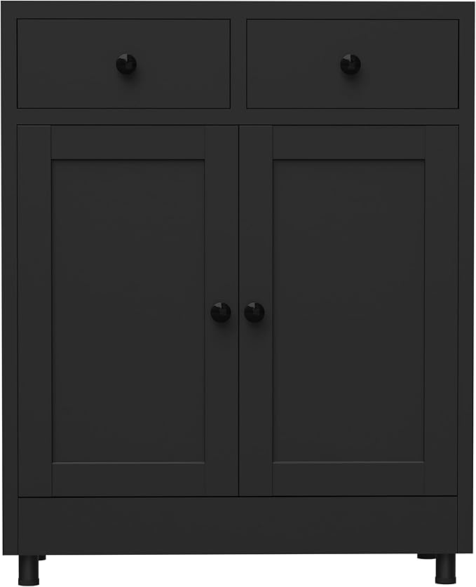 Metal Storage Cabinet with 2 Drawers and Adjustable Shelf, Sideboard Buffet - Image 8