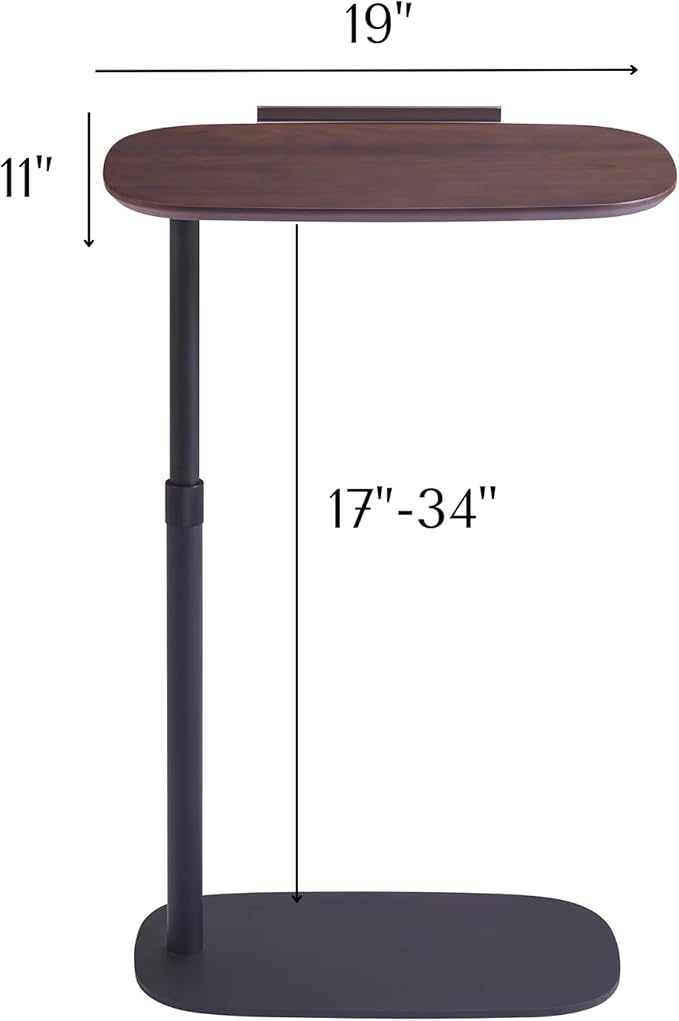 COZYMATIC Amarian C-Shaped Side Table, Wood Sofa Table - Image 2