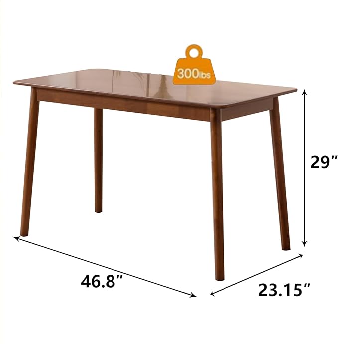 Rectangular Kitchen Solid Wood Dining Table 46.8 inches Legs Sturdy Natural - Image 3