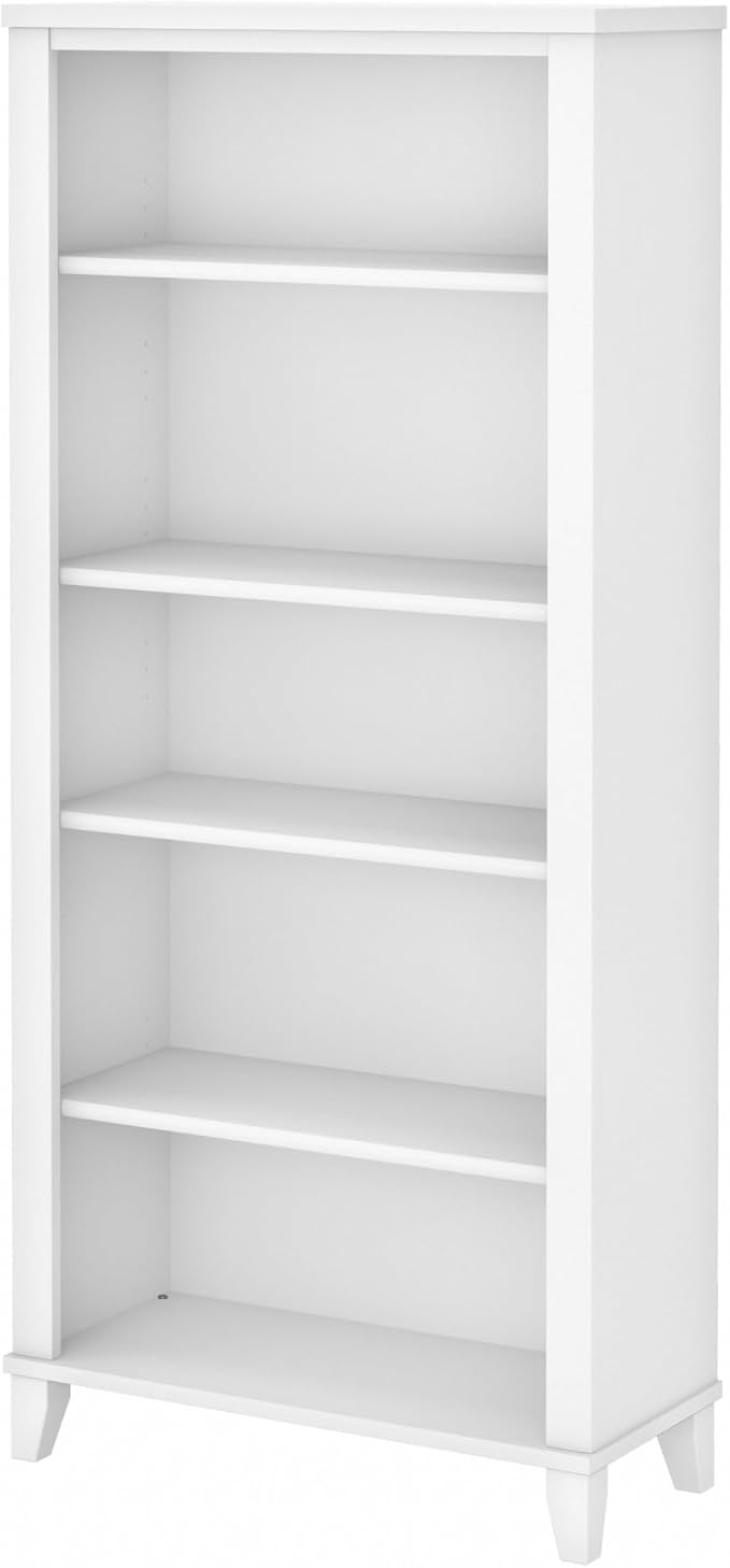 Bush Furniture Somerset 5 Shelf Bookcase in White, Tall Bookshelf, Large Book by BushHome