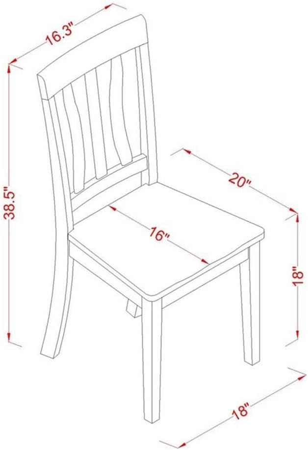 East West Furniture MZAN5-WHI-W 5 Piece Dinette Set - Image 6