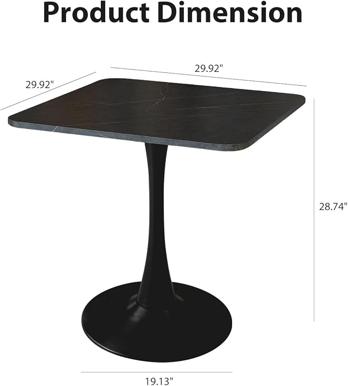 Square Modern Dinning Table 30 inches - Image 3