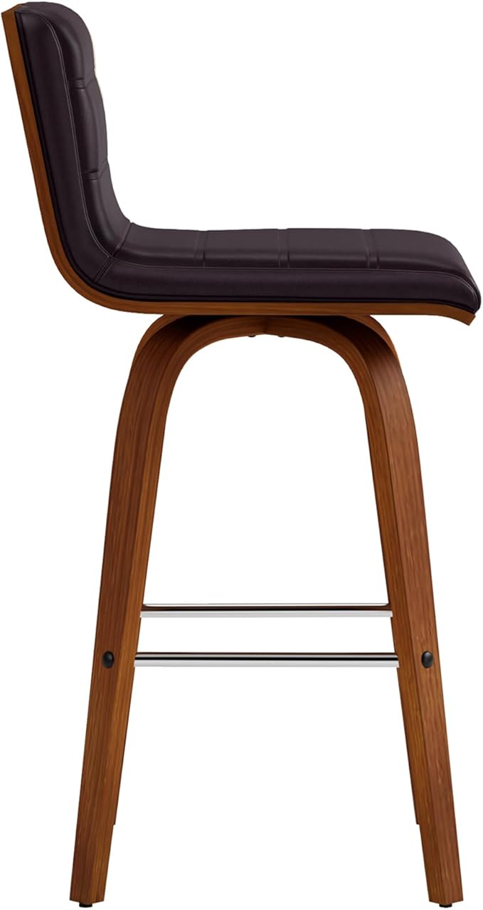 Armen Living Vienna 26" Swivel Counter Stool in Walnut Wood Finish - Image 4