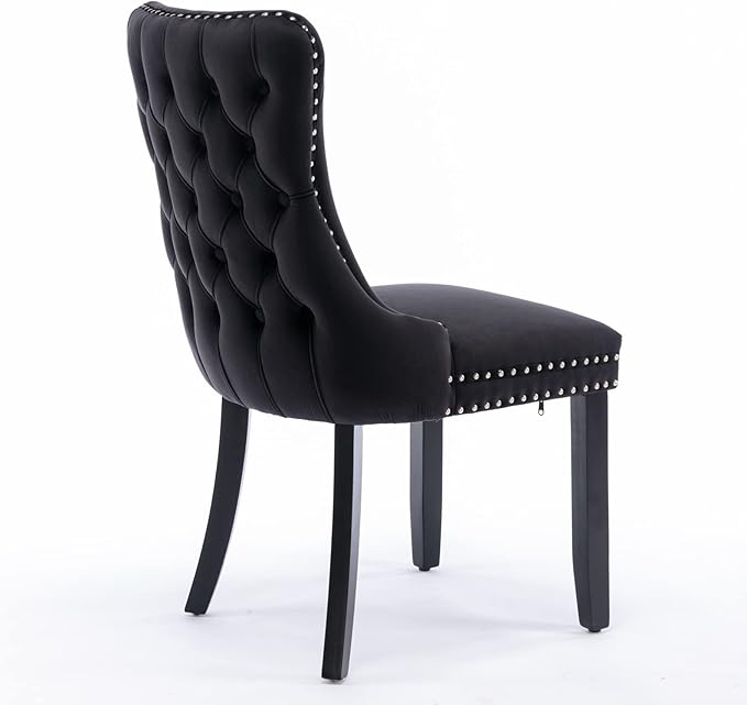 Acosure Set of 2 Velvet Upholstered Wing-Back Dining Chair - Image 5