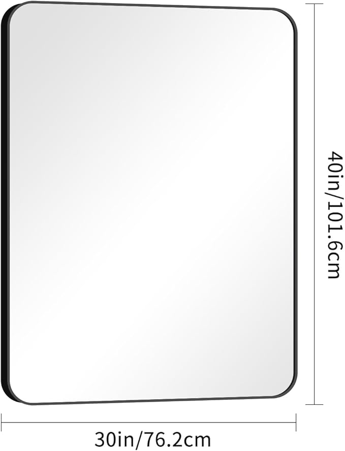 BONEWEI 30x40 inch Bathroom Mirror, Wall Mounted Bathroom Frame Vanity Mirror - Image 7