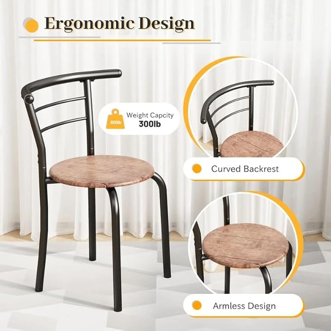 Shahoo 3-Piece Wooden Dining Table Set, Kitchen Breakfast Nook Sets - Image 3