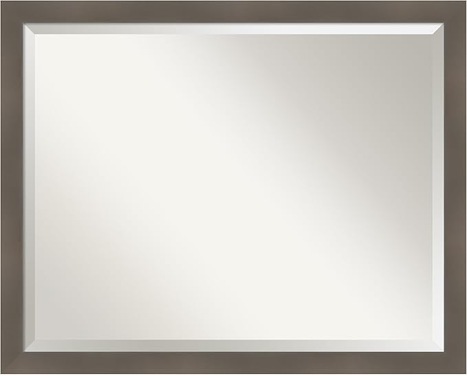 Amanti Art Grey Wall Mirror 25x31 Edwin Clay Grey Rectangle Bathroom Mirror by AmantiArt