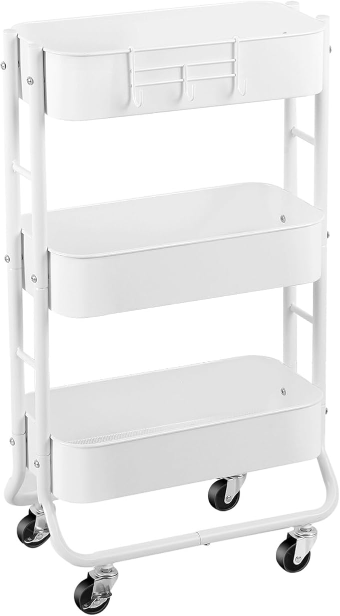 MAX Houser Slim 3-Tier Rolling Utility Cart, Narrow Metal Bathroom Storage by MAXHouser