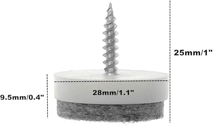 ALIMITOPIA 40pcs Screw-on Furniture Felt Pad Chair Glide Slider Hardwood Floor - Image 2