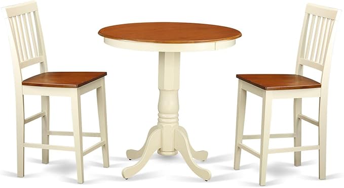East West Furniture EDVN3-WHI-W 3 Piece Counter Height Dining Table Set by EastWestFurniture
