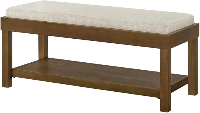 24KF Large Rectangular Storage Bench, Upholstered Seat Cushion, Ottoman Coffee - Image 4