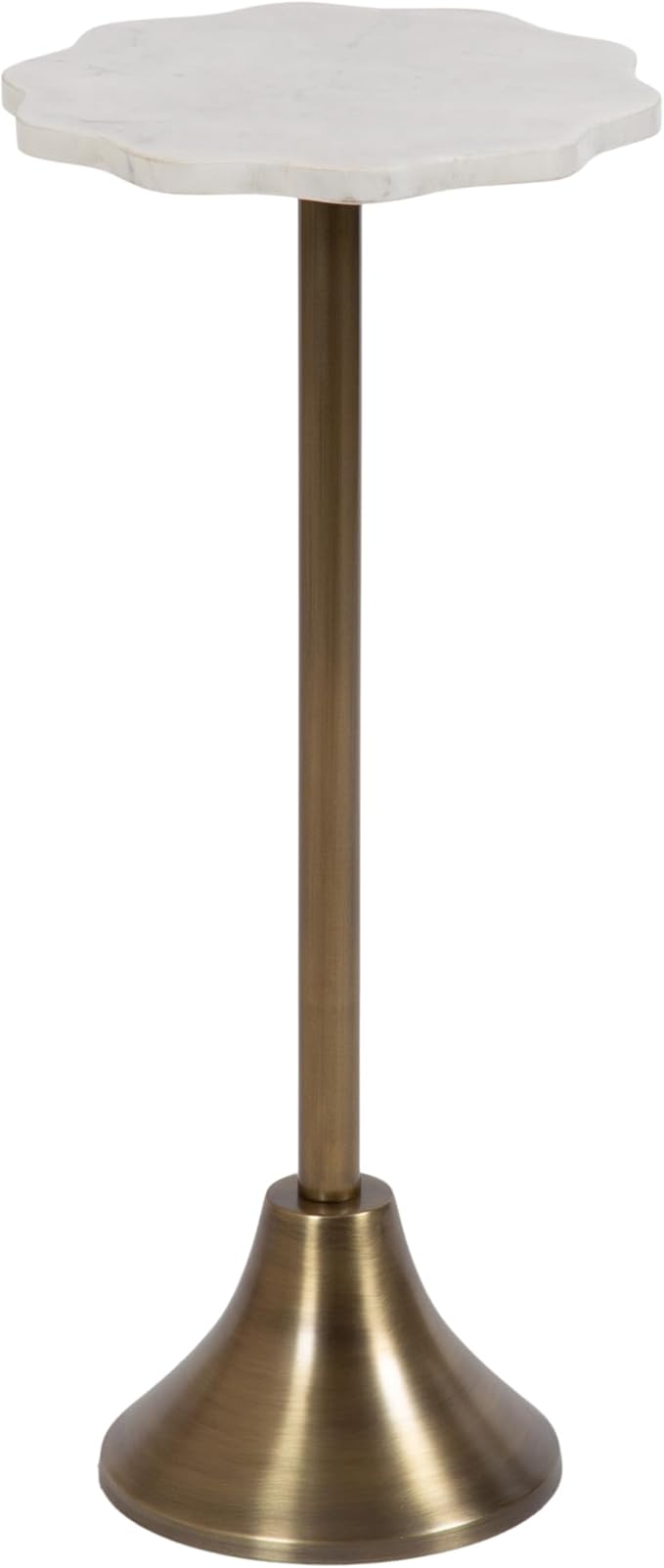 Kate and Laurel Sanzo Modern Pedestal Drink Table, Antique Brass and White by KateandLaurel