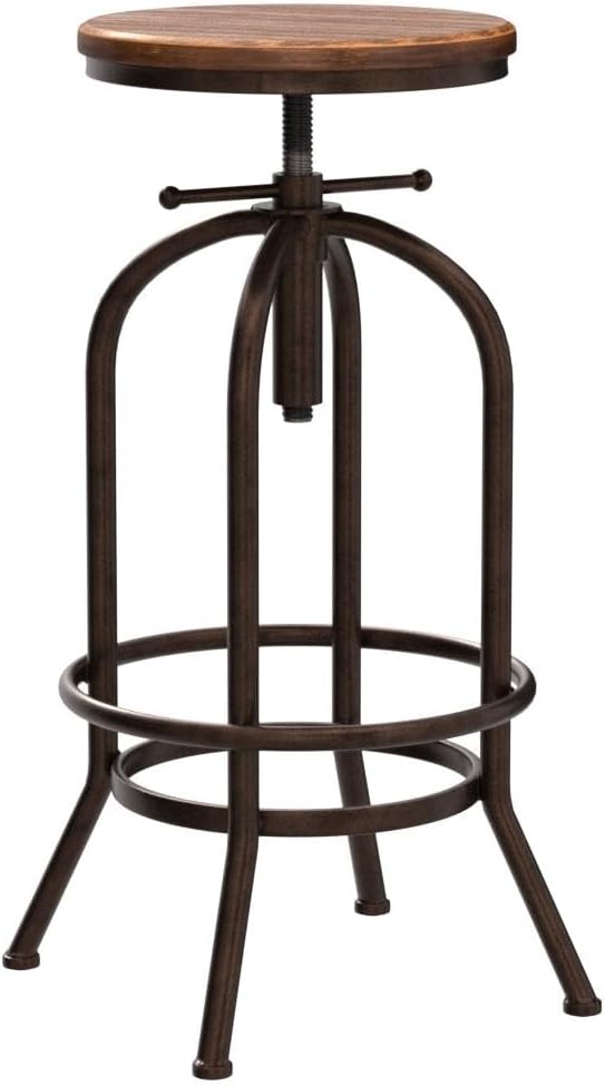 Set of 2 Industrial Bar Stool-Retro 26-32.3inch Swivel Stools-Extra Tall - Image 5