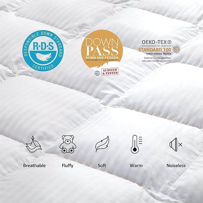Luxurious All-Season Goose Down Comforter Duvet Insert, Exquisite Oversized - Image 5
