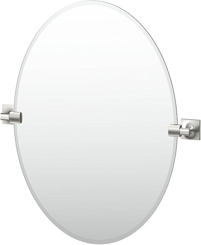 Gatco 5599 Waterline Frameless Oval Mirror, 26.5 Inch, Satin Nickel by Gatco