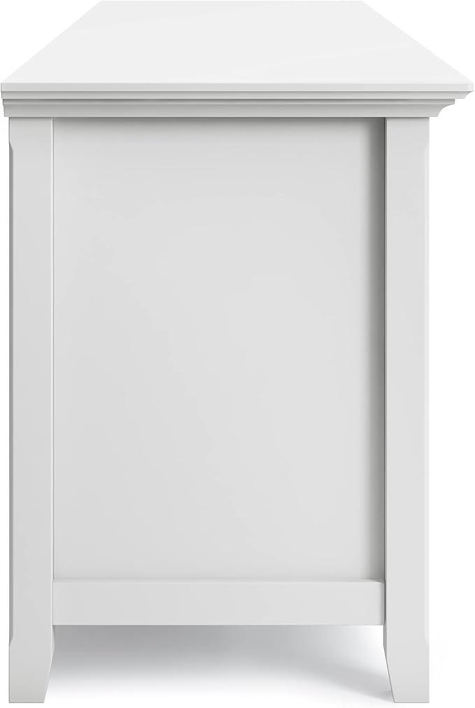 SIMPLIHOME Amherst 72-inch Wide Solid Wood TV Stand in White, - Image 7