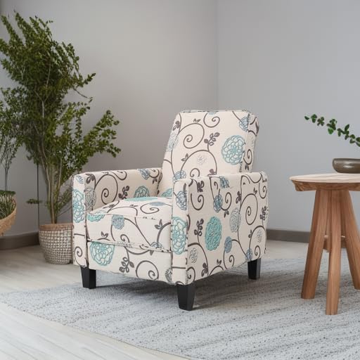 Christopher Knight Home Dufour White and Blue Floral Fabric Recliner 26.75D x - Image 6
