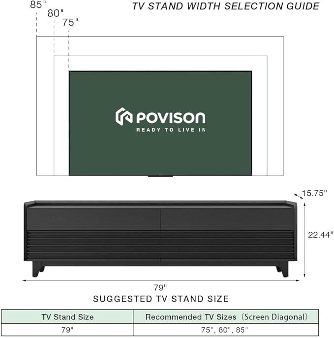 POVISON Fully-Assembled Mid Century Modern TV Stand - Image 5