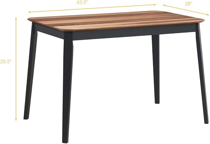 Giantex 43.5" L Rectangular Dining Table, Farmhouse Dinette Table w/ 4 Rubber - Image 3