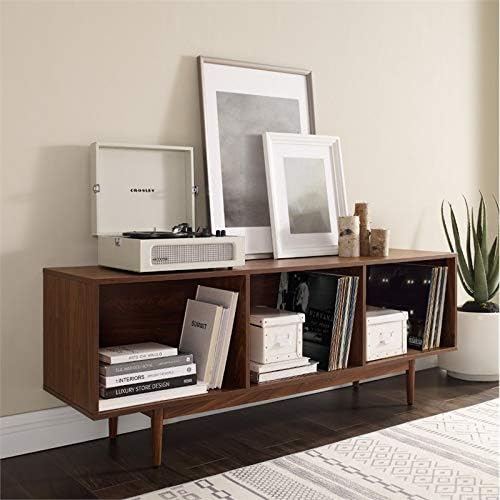 Crosley Furniture Liam Mid-Century Record Storage Console Cabinet, Walnut & - Image 2