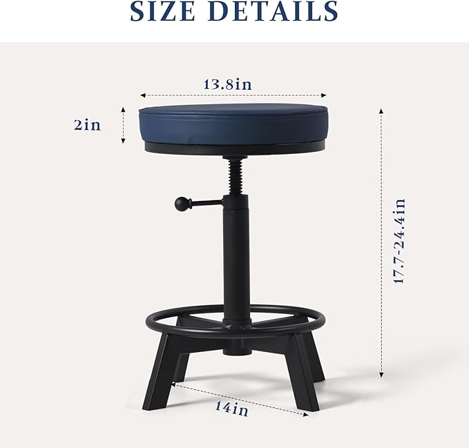 Vintage Short Bar Stools Industrial Swivel Counter Stools 17-24inch Height - Image 3