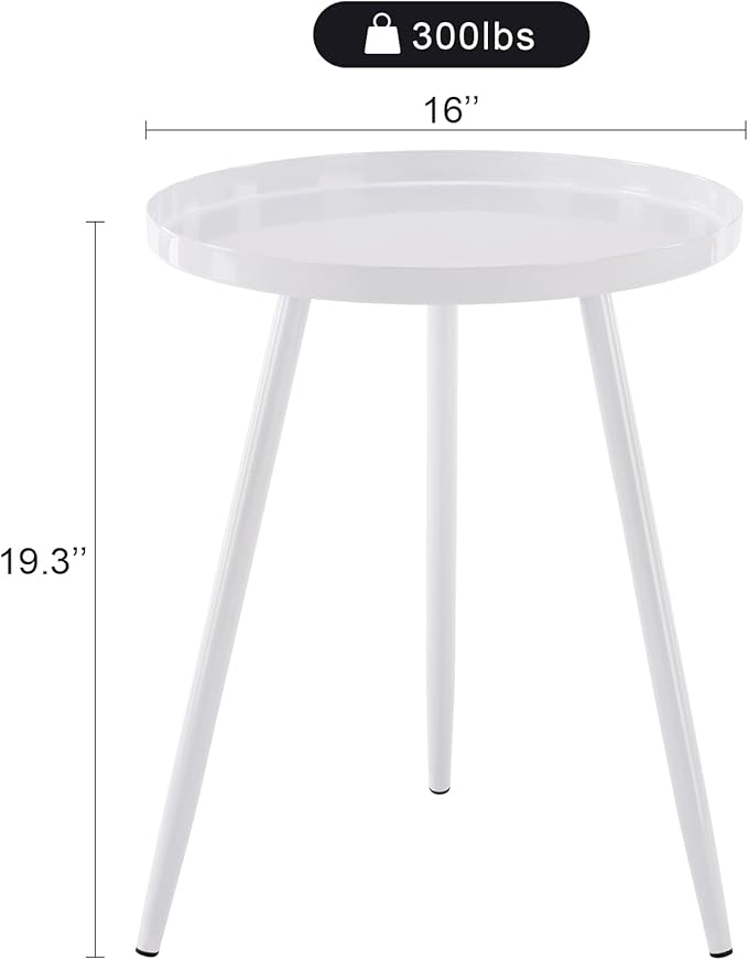 Apicizon 16" Round Side Table Set of 2, Mid Century Modern Coffee Table or - Image 3