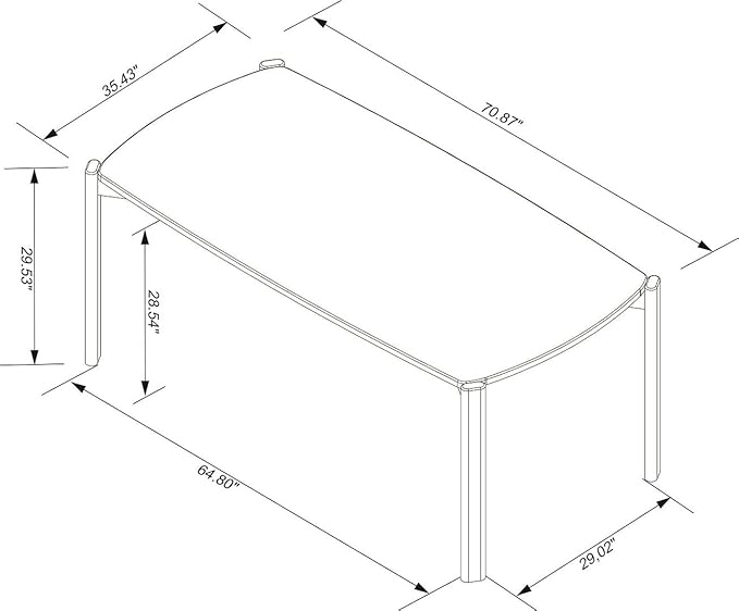 Manhattan Comfort Gales 70-Inch Mid Century Modern Dining Table - Image 3
