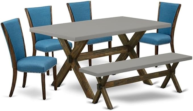 East West Furniture X797VE721-6 6 Piece Dining Table Set Contains a Rectangle by EastWestFurniture