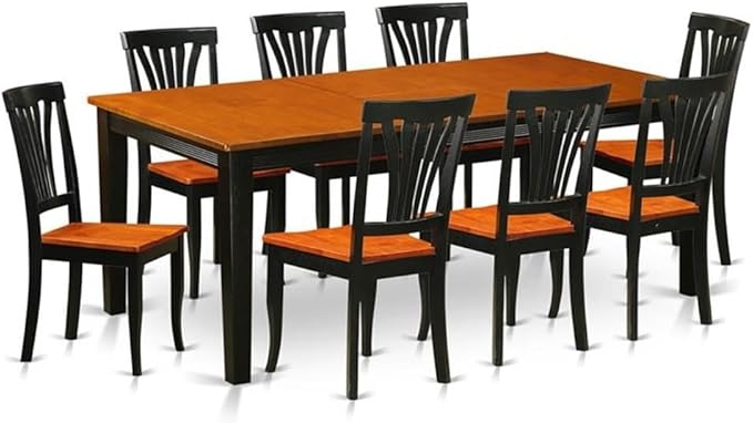 East West Furniture QUAV9-BCH-W 9 Piece Dining Table Set Includes a Rectangle by EastWestFurniture