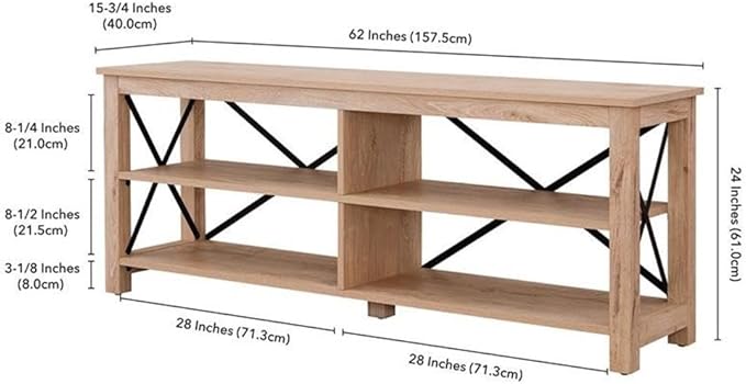 Henn&Hart Rectangular TV Stand for TV's up to 70" in White Oak, Electric - Image 3
